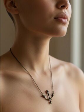 NEW Vintage Bronze Crossbow Pendant Necklace - Women Jewelry
